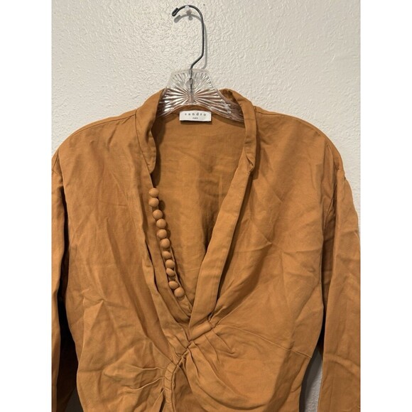 Sandro Short Dress With Fancy Neckline A Line Dress Long Sleeve Size 6 Eu 38 - Picture 5 of 8